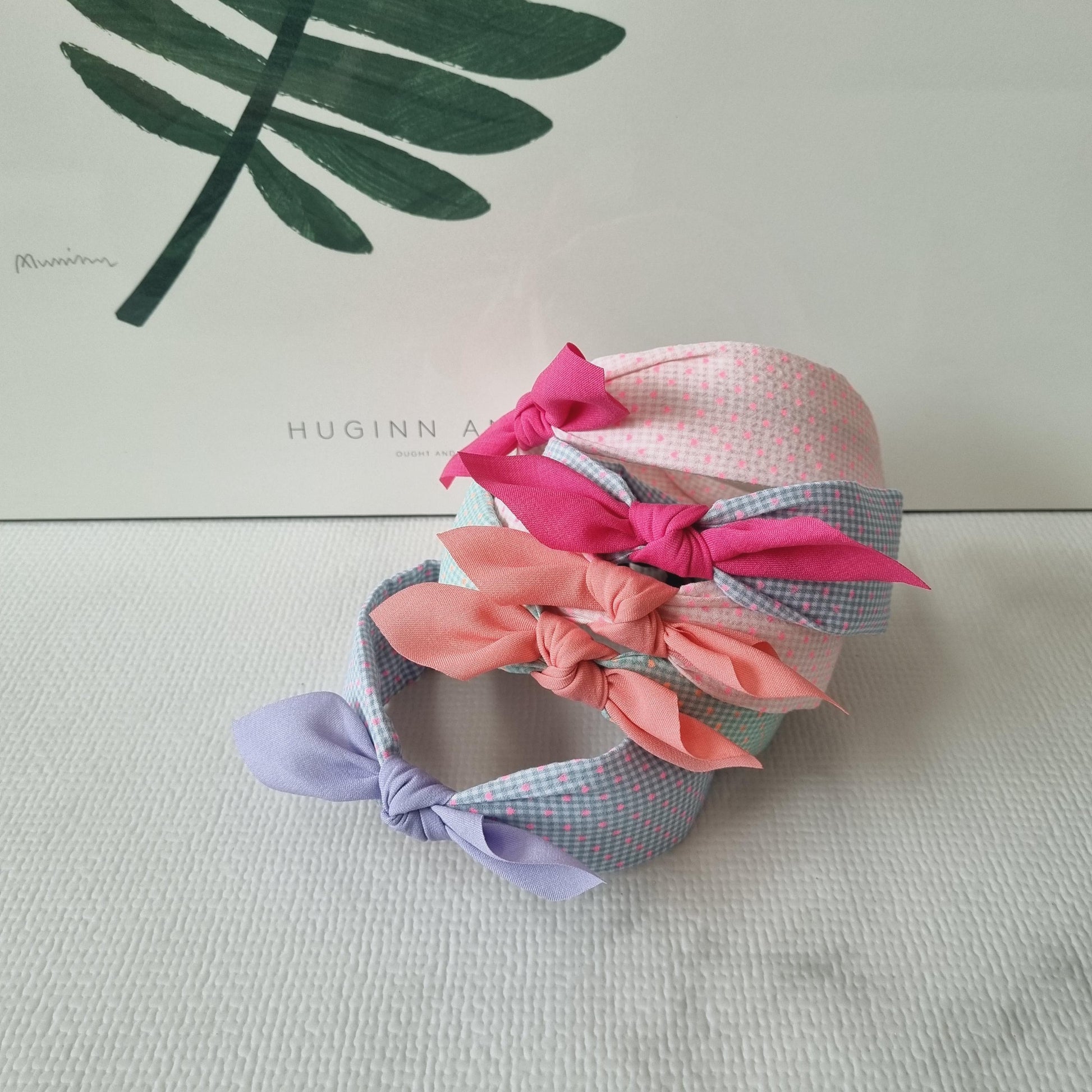 Polka Dot Checkered Bandana Headband bow ribbon pink polka dots free smiley daisy hair tie [with Pinkluvme]