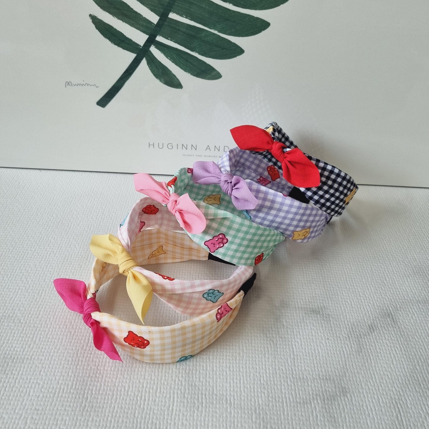 Gummy Bear Checkered Headband Cute & Sturdy Hairband Handmade in Korea Kpop idol fashion beauty children daily school kids [with Pinkluvme]