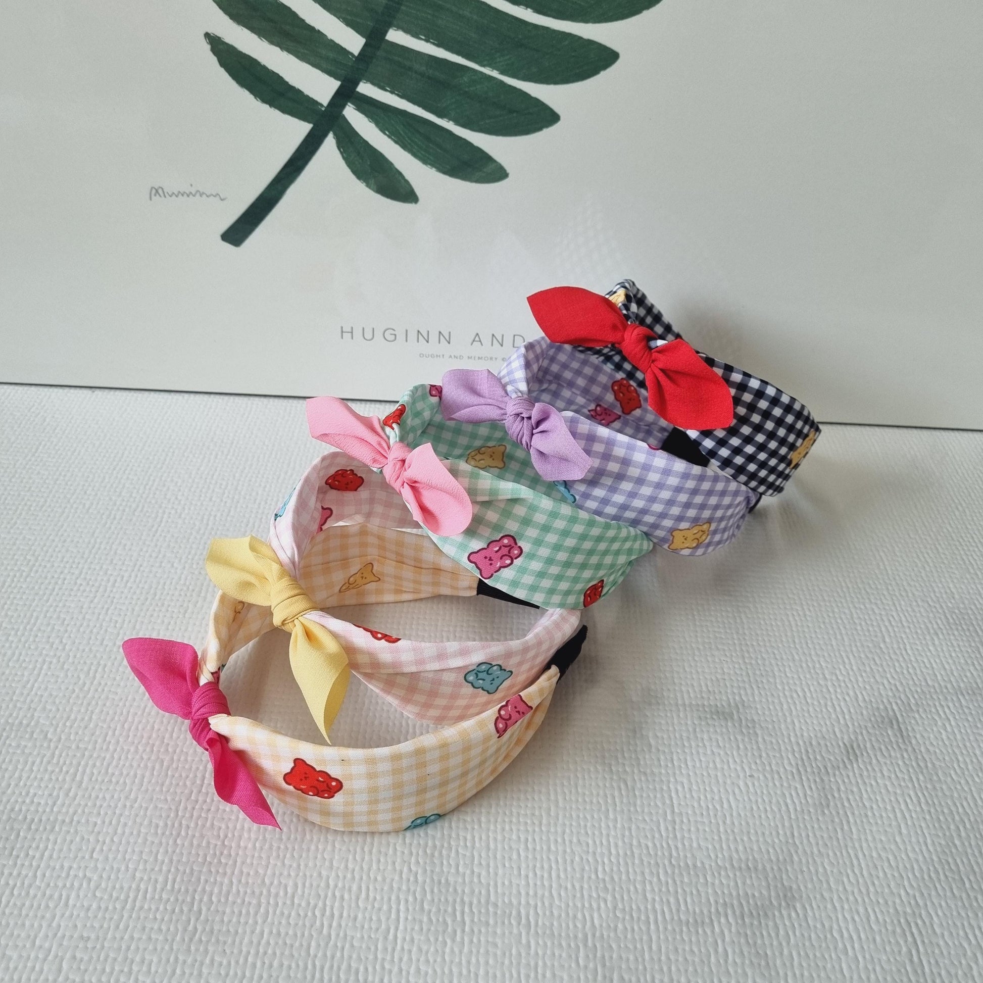 Gummy Bear Checkered Headband Cute & Sturdy Hairband Handmade in Korea Kpop idol fashion beauty children daily school kids [with Pinkluvme]