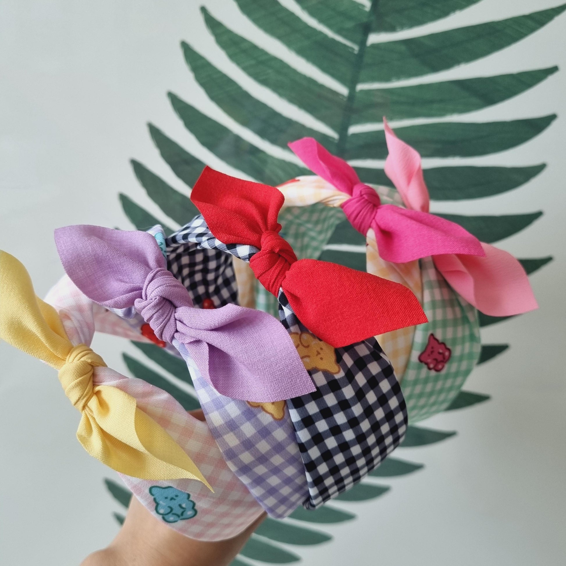 Gummy Bear Checkered Headband Cute & Sturdy Hairband Handmade in Korea Kpop idol fashion beauty children daily school kids [with Pinkluvme]