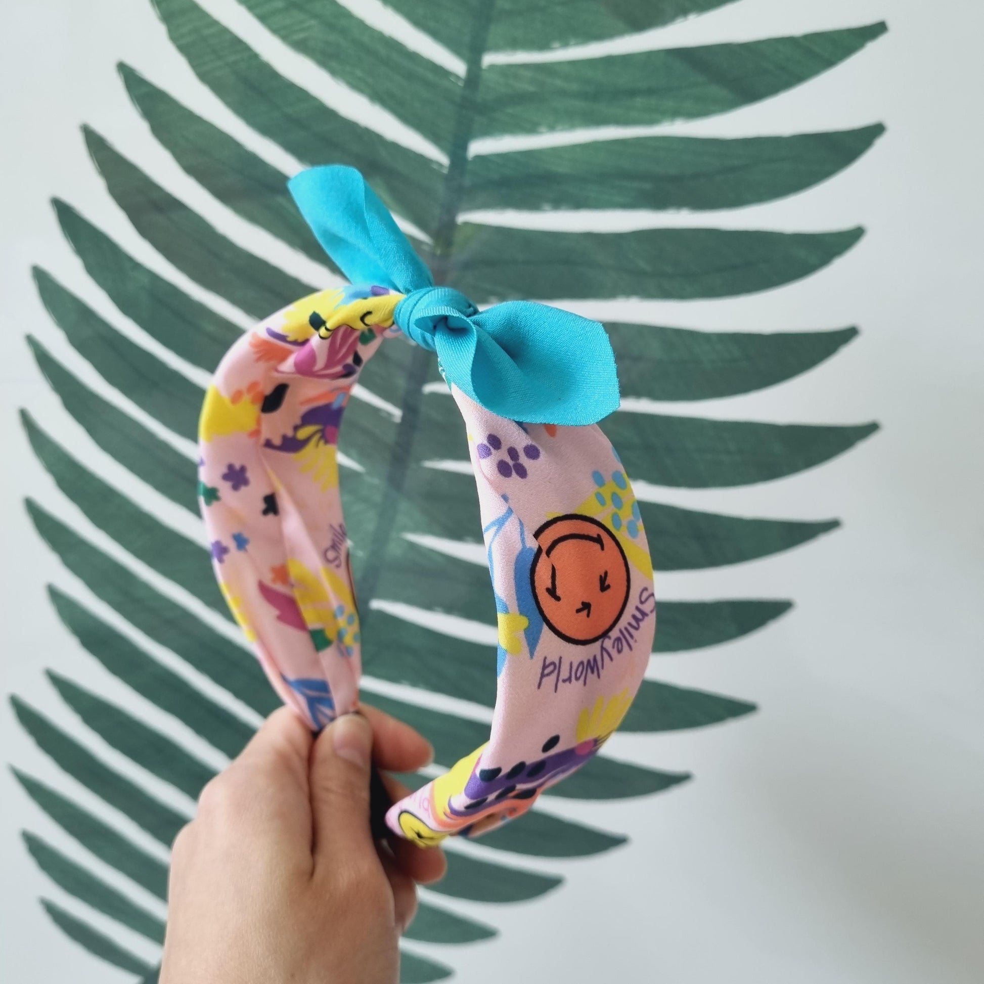 Aloha Smile Fabric Headband for Kids handmade in Korea summer vacation look beach party fun poppy school smiley face vivid [with Pinkluvme]