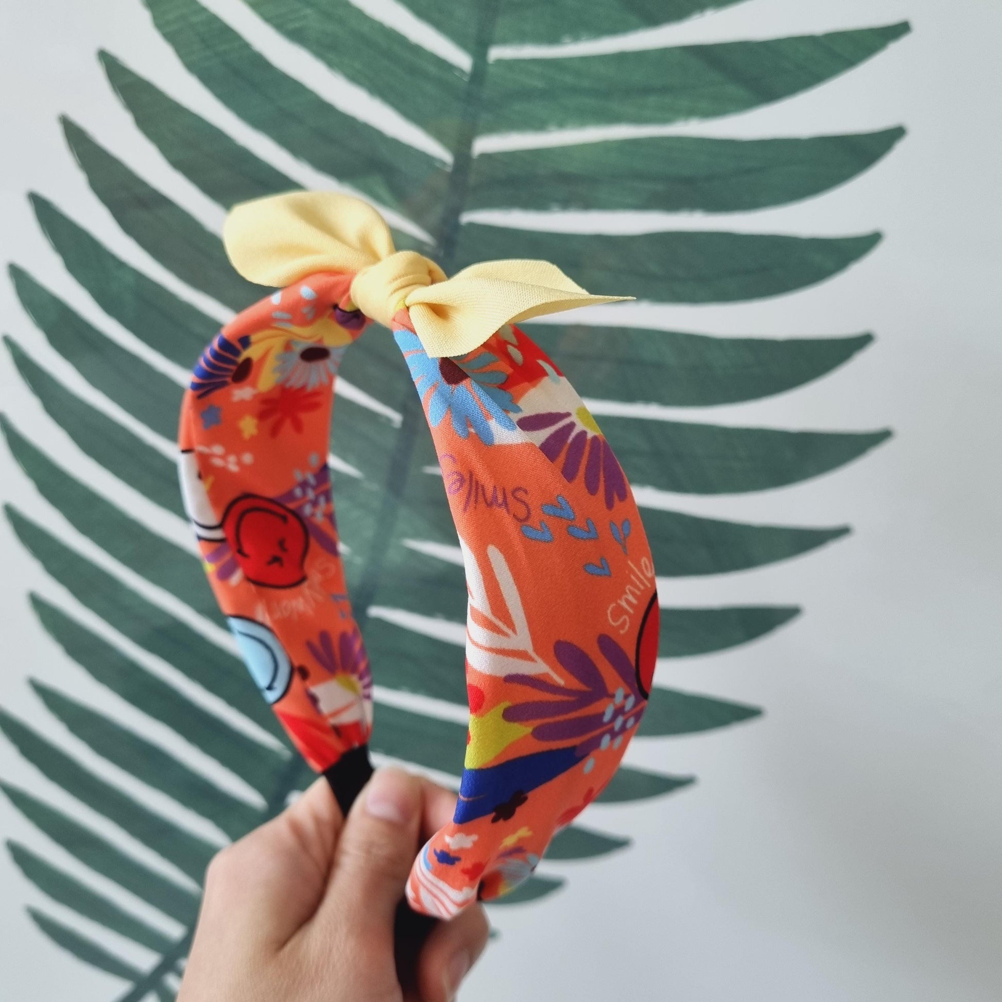 Aloha Smile Fabric Headband for Kids handmade in Korea summer vacation look beach party fun poppy school smiley face vivid [with Pinkluvme]