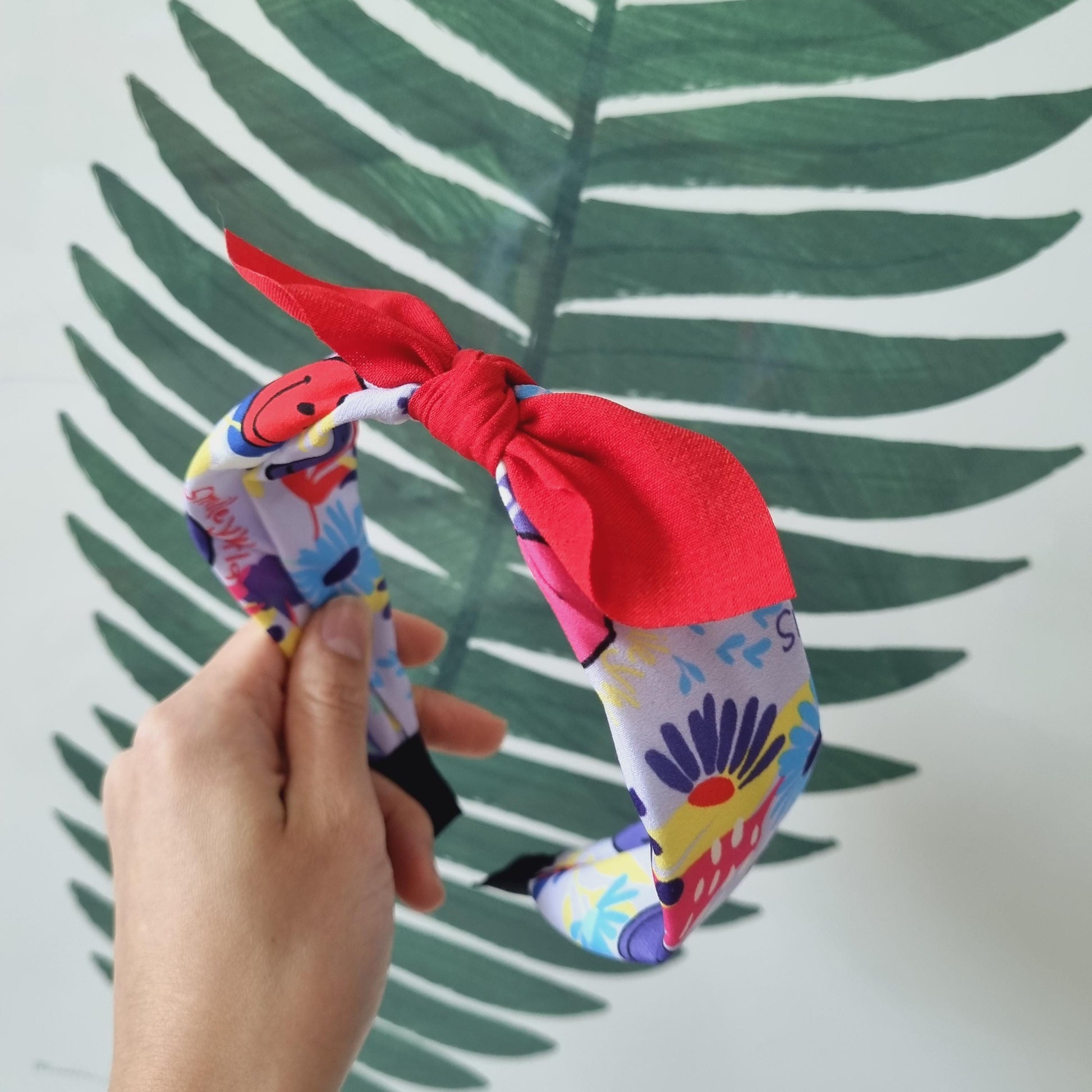 Aloha Smile Fabric Headband for Kids handmade in Korea summer vacation look beach party fun poppy school smiley face vivid [with Pinkluvme]