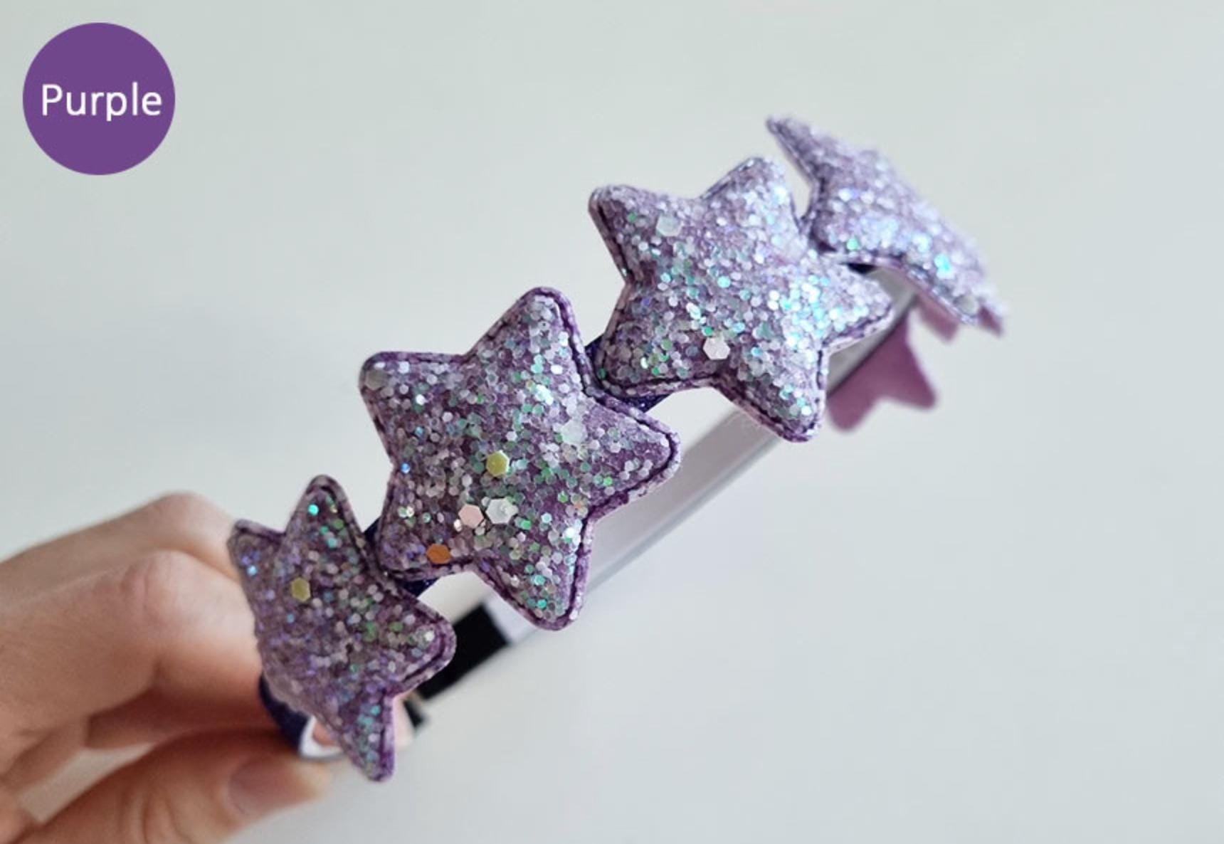 Glitter Glow-in-the-dark Sparkle Star Headband Handmade Kpop idol style fashion hair party birthday Halloween hairband [with Pinkluvme]