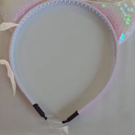 Girl Toddler Pet Sparkly Cat Ear Headband – Sequin & Glitter Free Pearl Headband – Kids’ Comfortable Hairband Halloween [with Pinkluvme]